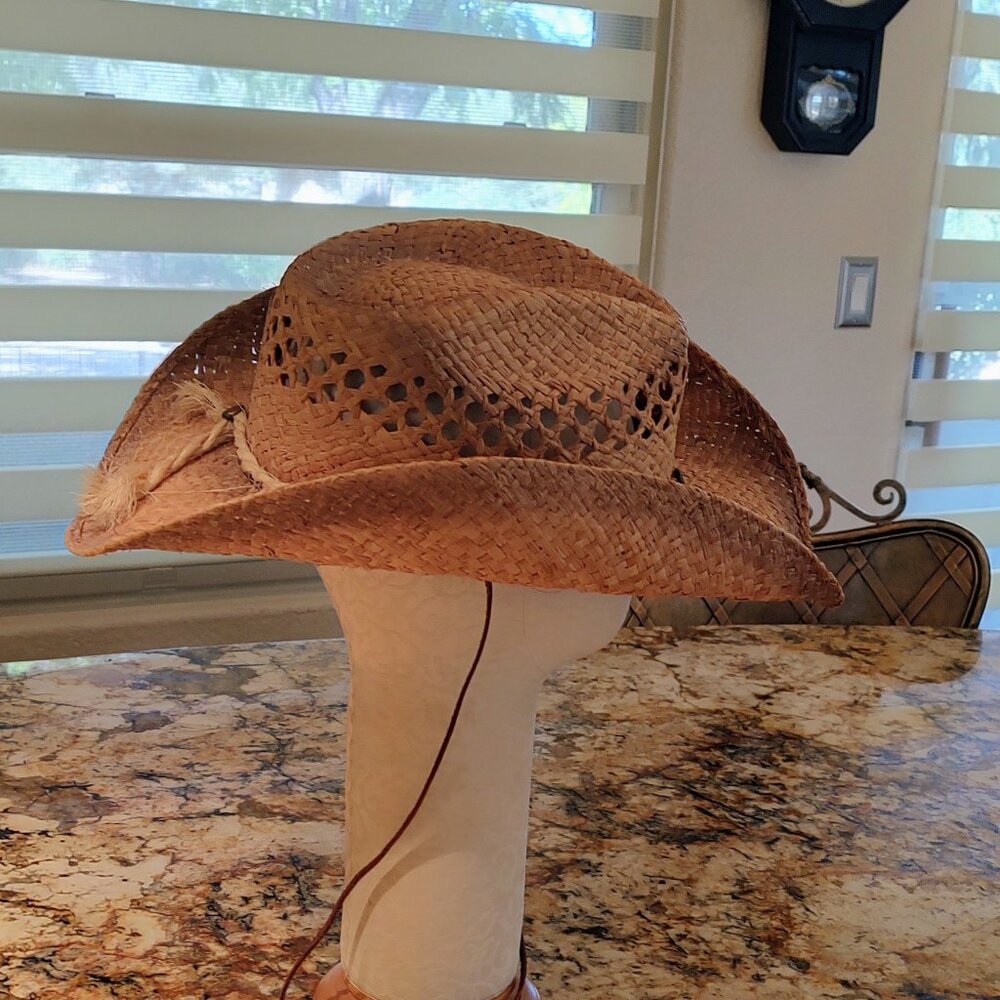 Alamo Woven Straw Hat with Leather chin Band SZ XL - Picture 9 of 11